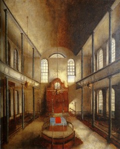 Kahal Kadosh Beth Elohim Synagogue in Charleston, S.C,, painting by Solomon Nunes Carvalho, 1838